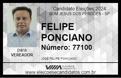 Candidato FELIPE PONCIANO 2024 - BOM JESUS DOS PERDÕES - Eleições