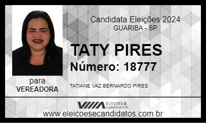 Candidato TATY PIRES 2024 - GUARIBA - Eleições