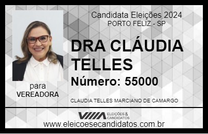 Candidato DRA CLÁUDIA TELLES 2024 - PORTO FELIZ - Eleições