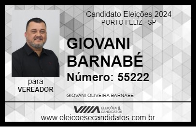 Candidato GIOVANI BARNABÉ 2024 - PORTO FELIZ - Eleições