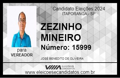 Candidato ZEZINHO MINEIRO 2024 - ITAPORANGA - Eleições