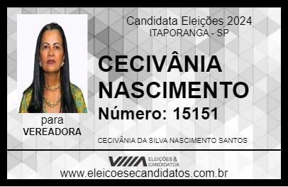 Candidato CECIVÂNIA NASCIMENTO 2024 - ITAPORANGA - Eleições