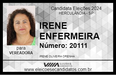 Candidato IRENE ENFERMEIRA 2024 - HERCULÂNDIA - Eleições