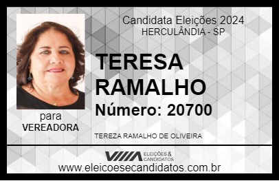 Candidato TERESA RAMALHO 2024 - HERCULÂNDIA - Eleições