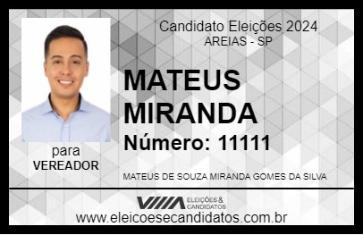 Candidato MATEUS MIRANDA 2024 - AREIAS - Eleições