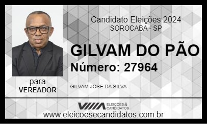 Candidato GILVAM DO PÃO 2024 - SOROCABA - Eleições