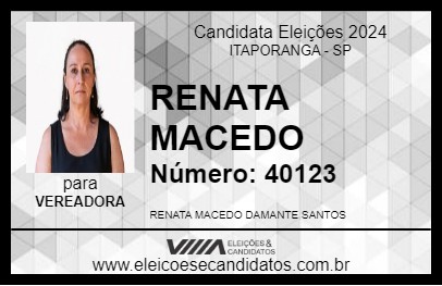 Candidato RENATA MACEDO 2024 - ITAPORANGA - Eleições