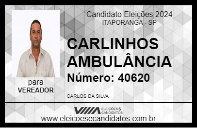 Candidato CARLINHOS AMBULÂNCIA 2024 - ITAPORANGA - Eleições