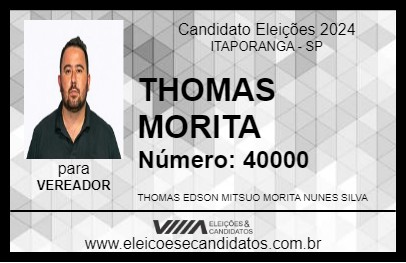 Candidato THOMAS MORITA 2024 - ITAPORANGA - Eleições