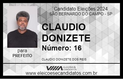 Candidato CLAUDIO DONIZETE 2024 - SÃO BERNARDO DO CAMPO - Eleições