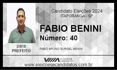 Candidato FABIO BENINI 2024 - ITAPORANGA - Eleições