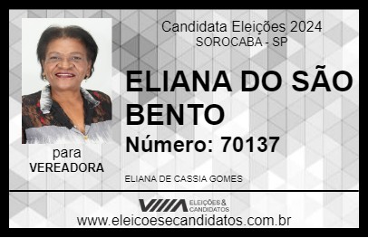 Candidato ELIANA DO SÃO BENTO  2024 - SOROCABA - Eleições