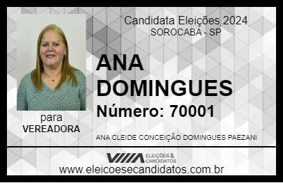 Candidato ANA DOMINGUES 2024 - SOROCABA - Eleições