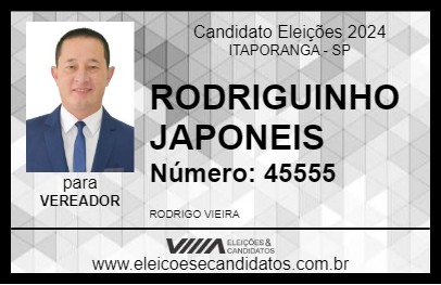 Candidato RODRIGUINHO JAPONEIS 2024 - ITAPORANGA - Eleições