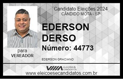 Candidato EDERSON DERSO 2024 - CÂNDIDO MOTA - Eleições