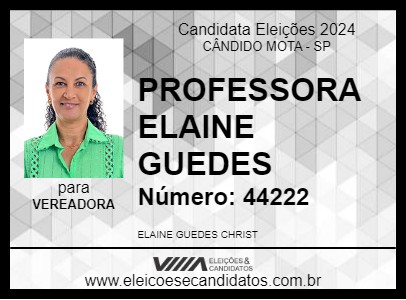 Candidato PROFESSORA ELAINE GUEDES 2024 - CÂNDIDO MOTA - Eleições