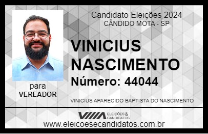 Candidato VINICIUS NASCIMENTO 2024 - CÂNDIDO MOTA - Eleições