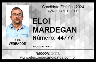 Candidato ELOI MARDEGAN 2024 - CÂNDIDO MOTA - Eleições