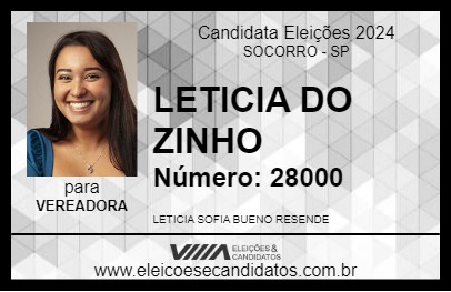 Candidato LETICIA DO ZINHO 2024 - SOCORRO - Eleições