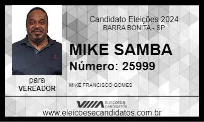 Candidato MIKE SAMBA 2024 - BARRA BONITA - Eleições