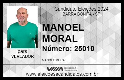 Candidato MANOEL MORAL 2024 - BARRA BONITA - Eleições