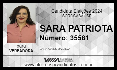 Candidato SARA PATRIOTA 2024 - SOROCABA - Eleições