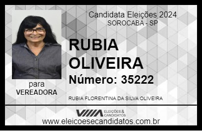 Candidato RUBIA OLIVEIRA 2024 - SOROCABA - Eleições