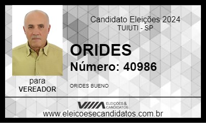 Candidato ORIDES 2024 - TUIUTI - Eleições