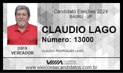 Candidato CLAUDIO LAGO 2024 - BAURU - Eleições