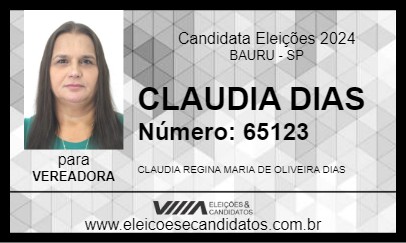 Candidato CLAUDIA DIAS 2024 - BAURU - Eleições