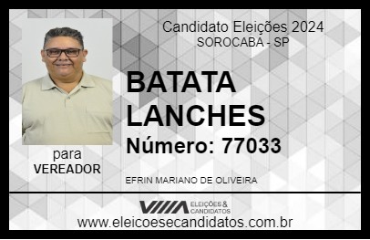 Candidato BATATA LANCHES 2024 - SOROCABA - Eleições