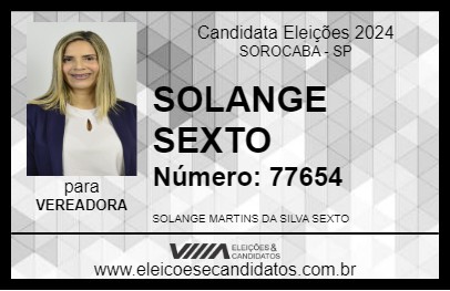 Candidato SOLANGE SEXTO 2024 - SOROCABA - Eleições