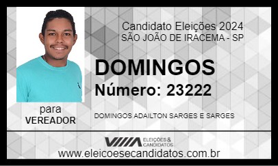 Candidato DOMINGOS 2024 - SÃO JOÃO DE IRACEMA - Eleições