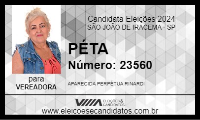 Candidato PÉTA 2024 - SÃO JOÃO DE IRACEMA - Eleições