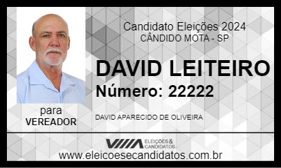 Candidato DAVID LEITEIRO 2024 - CÂNDIDO MOTA - Eleições