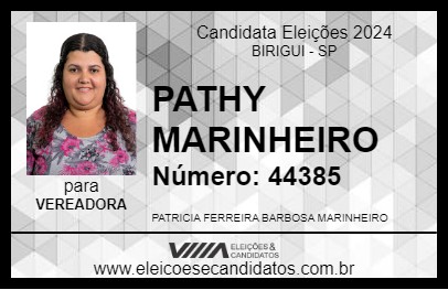 Candidato PATHY MARINHEIRO 2024 - BIRIGUI - Eleições