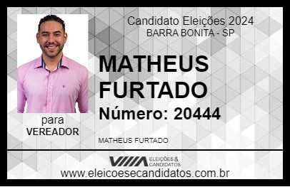 Candidato MATHEUS FURTADO 2024 - BARRA BONITA - Eleições