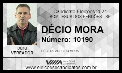 Candidato TENENTE DECIO MORA 2024 - BOM JESUS DOS PERDÕES - Eleições