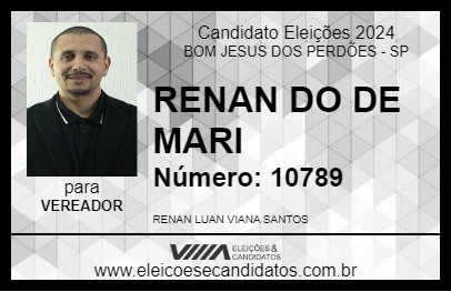 Candidato RENAN DO DE MARI 2024 - BOM JESUS DOS PERDÕES - Eleições