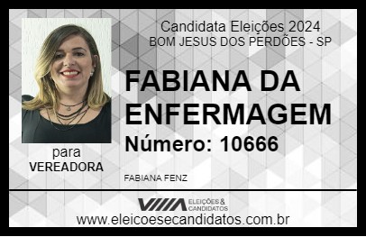 Candidato FABIANA DA ENFERMAGEM 2024 - BOM JESUS DOS PERDÕES - Eleições