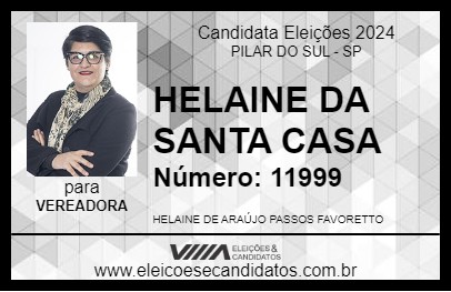 Candidato HELAINE DA SANTA CASA 2024 - PILAR DO SUL - Eleições