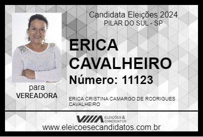 Candidato ERICA CAVALHEIRO 2024 - PILAR DO SUL - Eleições