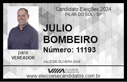 Candidato JULIO BOMBEIRO 2024 - PILAR DO SUL - Eleições