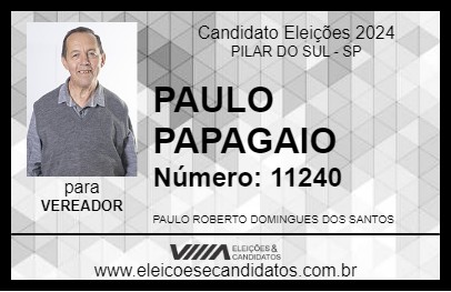 Candidato PAULO PAPAGAIO 2024 - PILAR DO SUL - Eleições