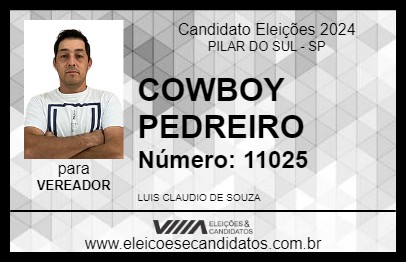 Candidato COWBOY PEDREIRO 2024 - PILAR DO SUL - Eleições