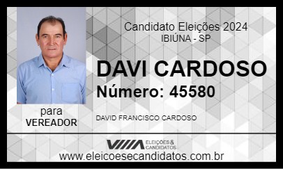 Candidato DAVI CARDOSO 2024 - IBIÚNA - Eleições