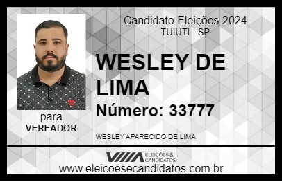 Candidato WESLEY DE LIMA 2024 - TUIUTI - Eleições