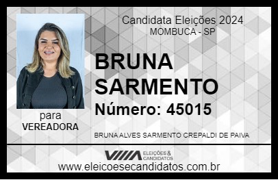 Candidato BRUNA SARMENTO 2024 - MOMBUCA - Eleições