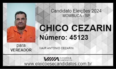 Candidato CHICO CEZARIN 2024 - MOMBUCA - Eleições