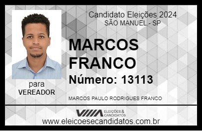 Candidato MARCOS FRANCO 2024 - SÃO MANUEL - Eleições